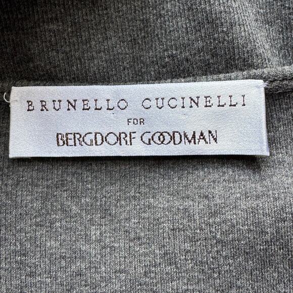 BRUNELLO CUCINELLI For Bergdorf Goodman Gray Cotton Silk Pleated Top - Picture 8 of 11